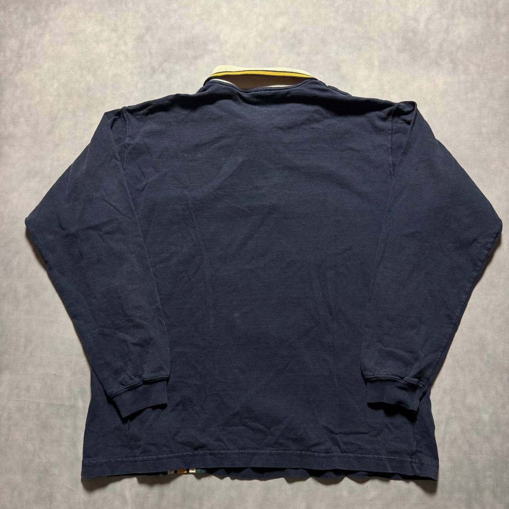 Converse All Star Polo Shirt Mens Large Navy Blue Vintage 90s Stripe Excellent - Picture 7 of 9